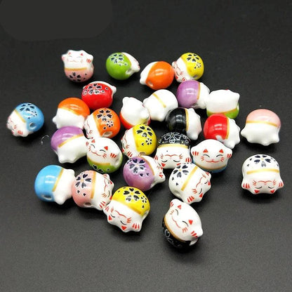 Rynx | Charming 10-piece Ceramic Lucky Cat Bead Set