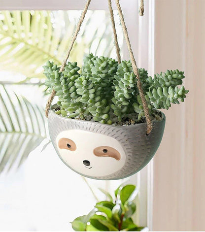 Rynx | ChillPaws Hanging Ceramic Planter for Succulents | Sloth Design | Stylish Decor for Home & Garden