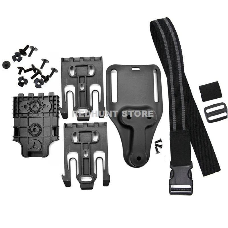 Rynx | Tactical Drop Leg Holster QLS 19/22 – Mid-Low Belt Universal Pistol Holster with Elastic Thigh Strap for Hunting