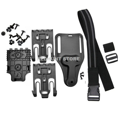 Rynx | Tactical Drop Leg Holster QLS 19/22 – Mid-Low Belt Universal Pistol Holster with Elastic Thigh Strap for Hunting