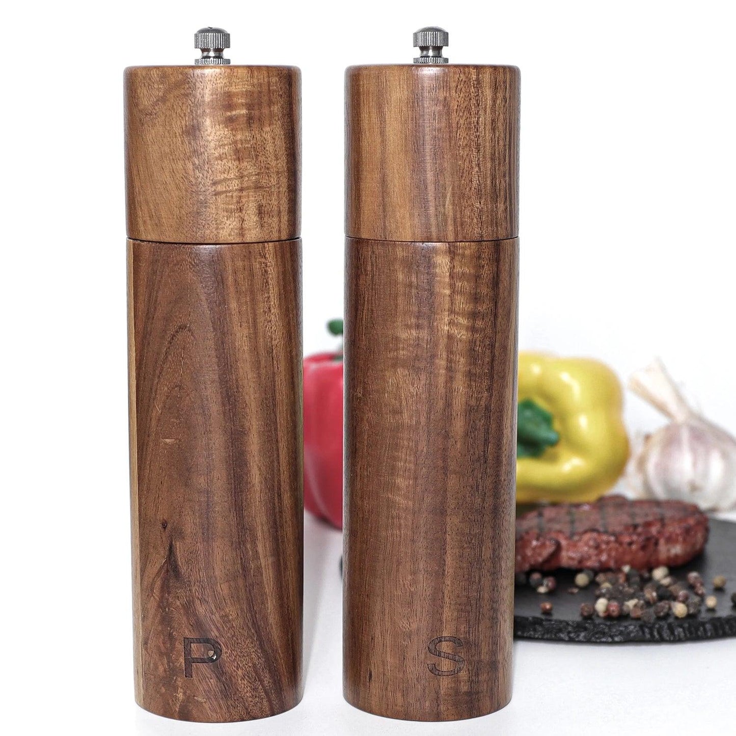 Rynx | Elegant Acacia Wood Spice Mill Duo - Premium Kitchen Spice Mill