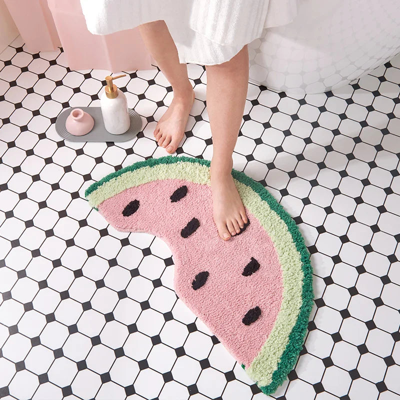 Rynx | Watermelon Bathroom Rug Fruit Rug Living Room Mat Toilet Kitchen Floor Mat Door Mat Soft Non-Slip Dorm Decor