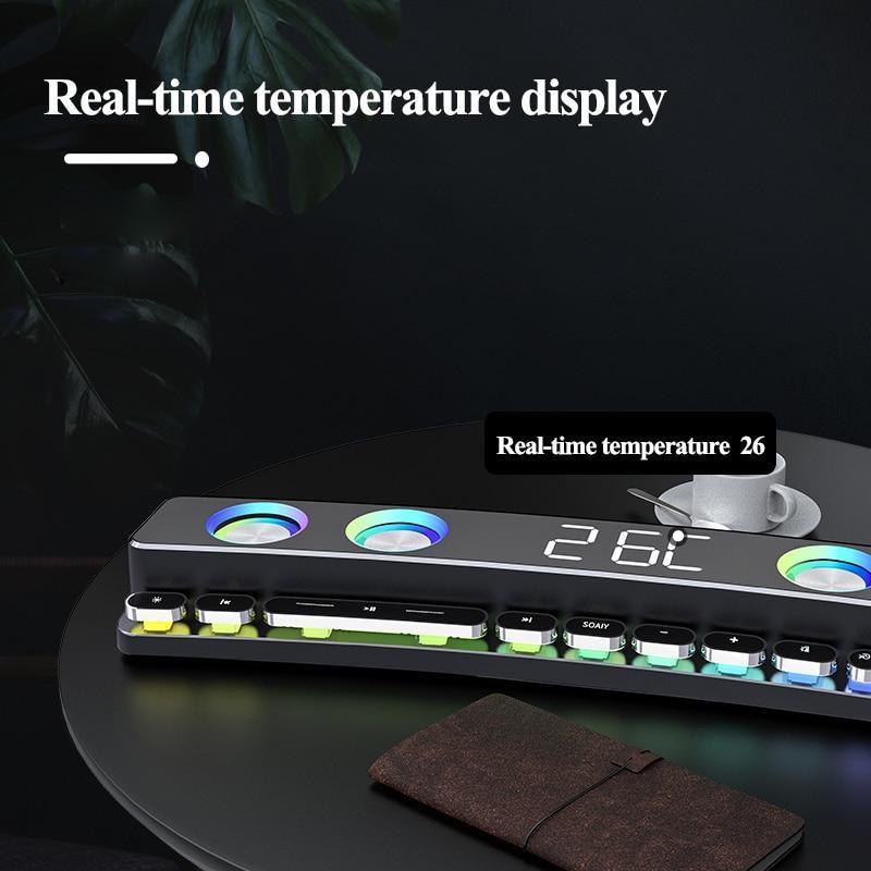 RYNX | Bluetooth Wireless Speaker FM Clock for Gaming Computer Alarm
