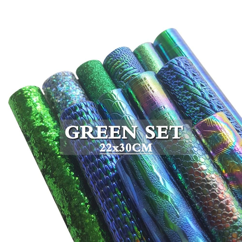 Rynx | Lustrous Green Glitter Snake Skin Faux Leather Bow Craft Kit