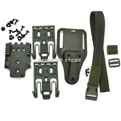 Rynx | Tactical Drop Leg Holster QLS 19/22 – Mid-Low Belt Universal Pistol Holster with Elastic Thigh Strap for Hunting