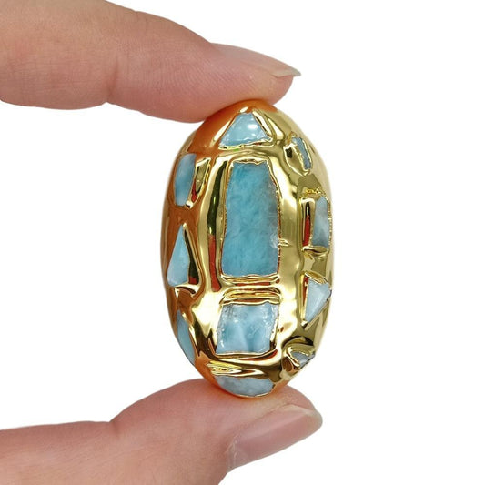 Rynx | Elegant gold-plated blue Larimar pearl set: A touch of luxury for your jewelry creations