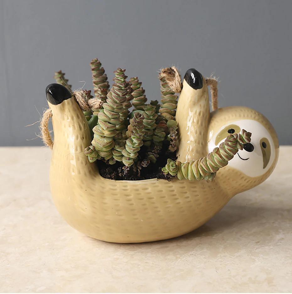 Rynx | ChillPaws Hanging Ceramic Planter for Succulents | Sloth Design | Stylish Decor for Home & Garden