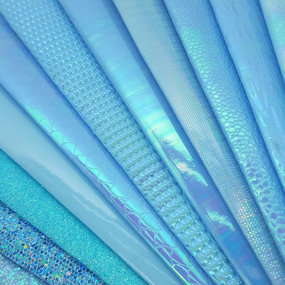 Rynx | Irisdente Blue Snake Glossy Fabric for Creative Crafting