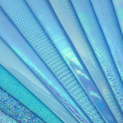 Rynx | Irisdente Blue Snake Glossy Fabric for Creative Crafting
