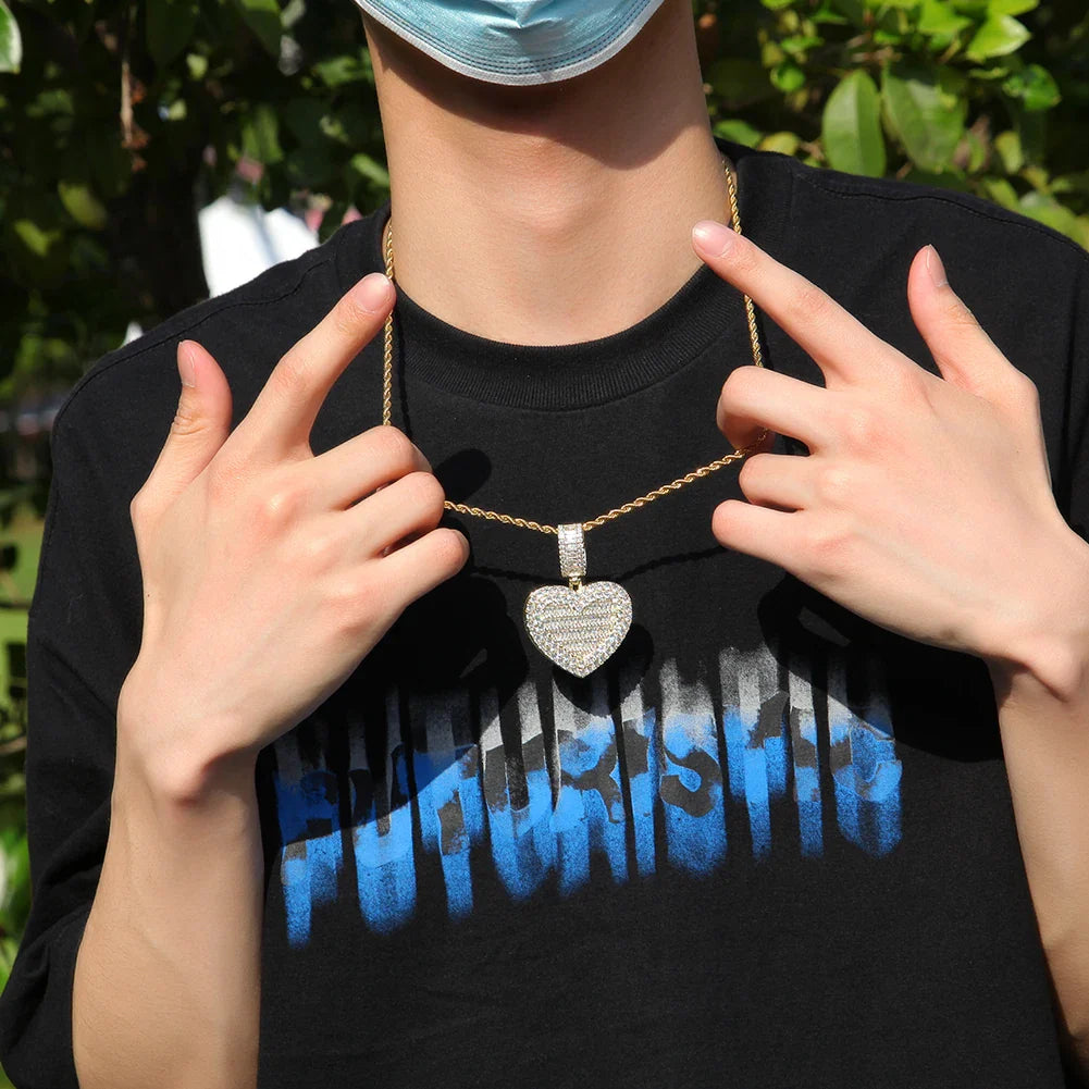 Rynx | THE BLING KING Large Heart-Shaped Photo Locket Pendant