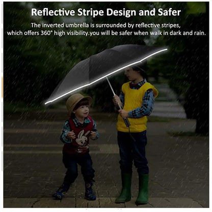 Rynx | Stay Dry and Stylish with our Inverted Umbrella – Windproof, Folding, and Reflective!