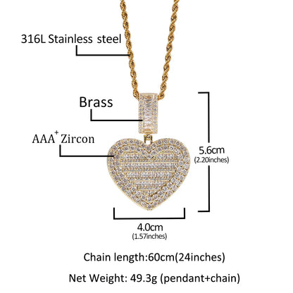 Rynx | THE BLING KING Large Heart-Shaped Photo Locket Pendant