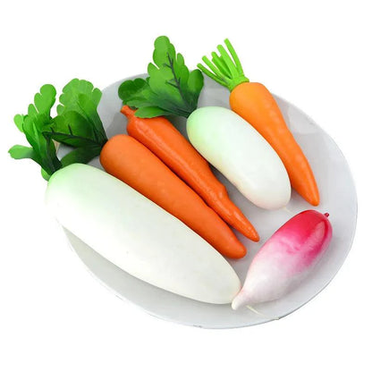 Rynx | Imaginative Vegetable Playset: 7 Realistic Radish and Carrot Models for Creative Learning