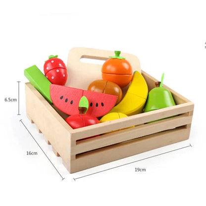 Rynx | Montessori Wooden Kitchen Play Set - Interactive Do-Kergen Toy with Fruit & Vegetable Cutting Set for Children
