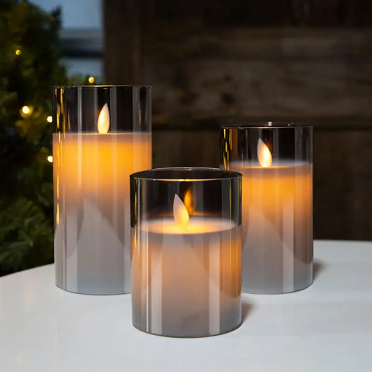 Rynx | Realistic Flame Effect LED Candle Holder Set – Elegant Wax Candle Holders with Remote Control