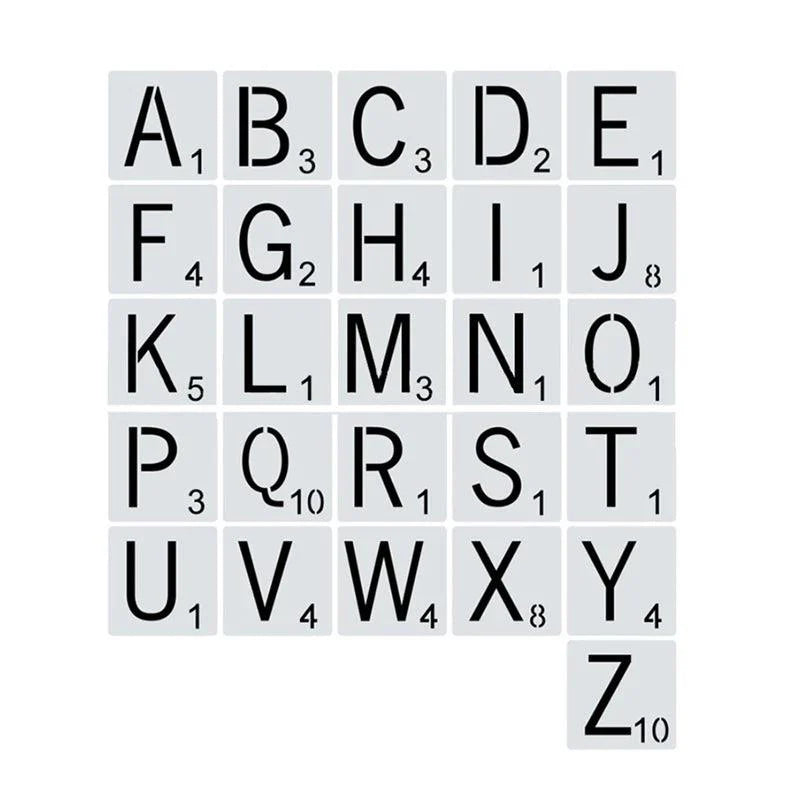 Rynx | 26-piece versatile alphabet stencil set for creative crafting projects and home decor
