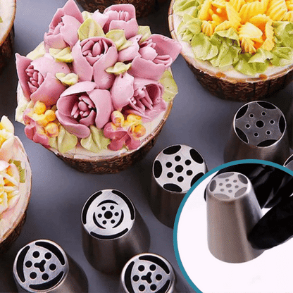 Rynx | High-Quality Cake Decoration Set With 12 Tulip Nozzles For Elegant Baking Art
