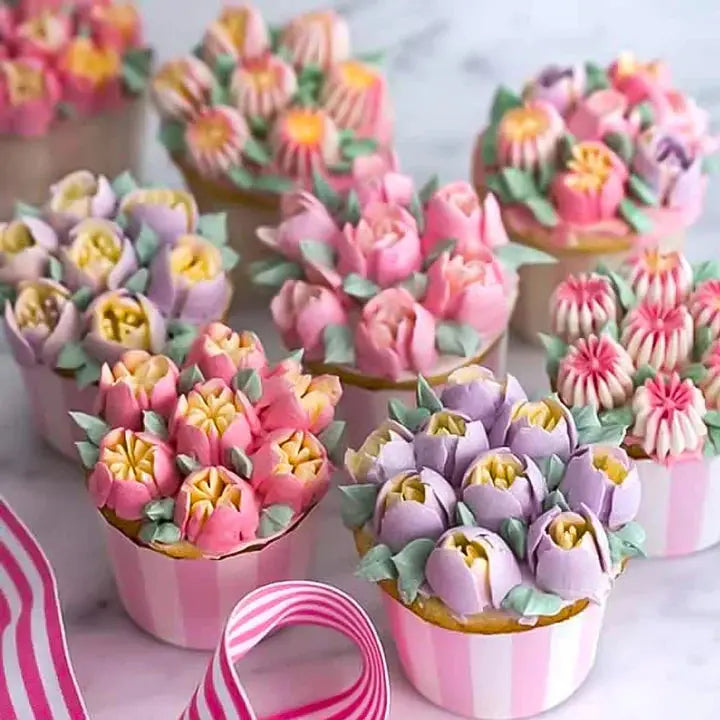 Rynx | High-Quality Cake Decoration Set With 12 Tulip Nozzles For Elegant Baking Art
