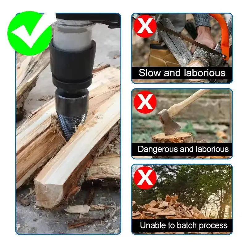 Rynx | Wood drill attachment – Efficient splitting attachment for firewood quickly and easily