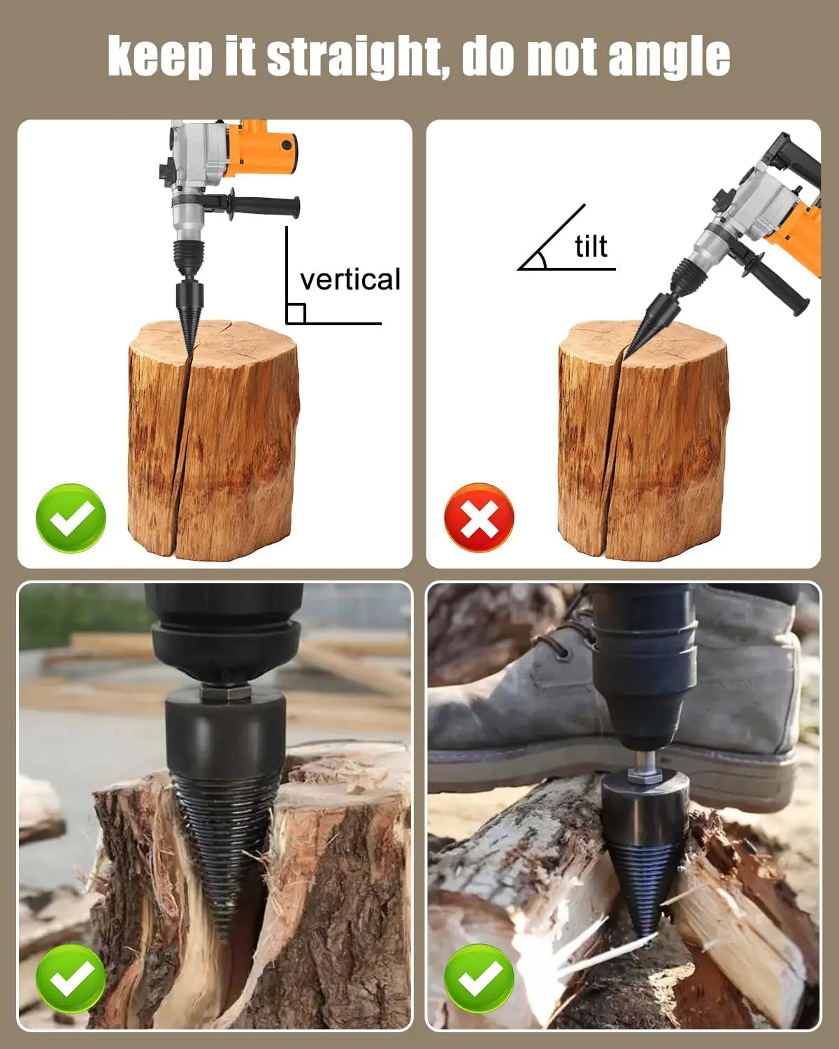 Rynx | Wood splitting drill set – Energy-saving splitting with drill