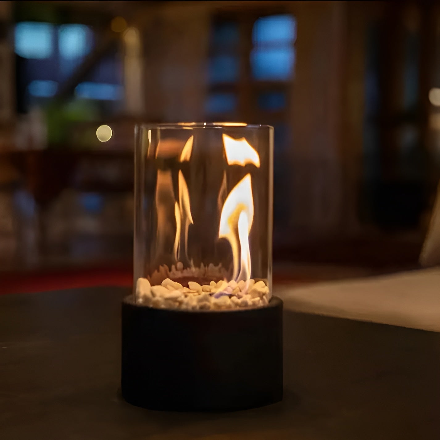 Rynx | SleekFlame - Stylish black metal base table fire pit