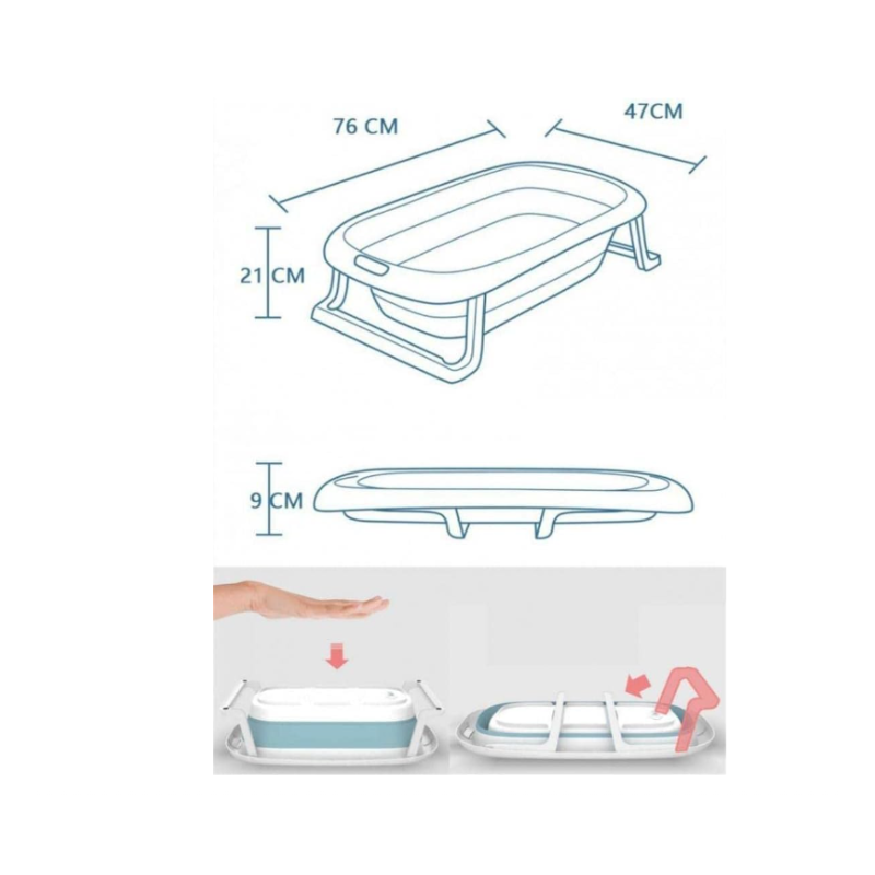 Rynx | Plastic Portable & Foldable Bathtub Blue & White
