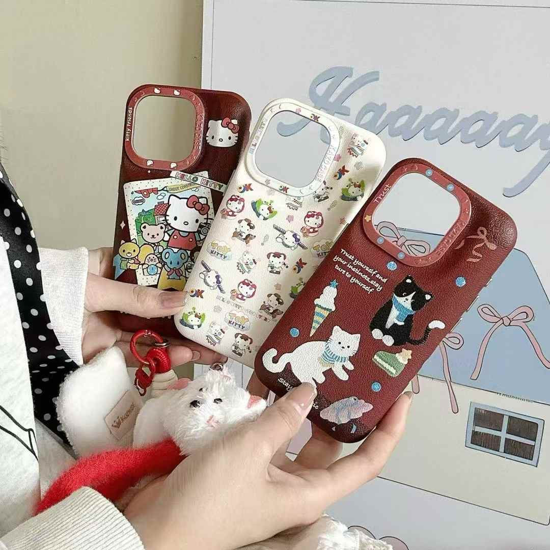 Rynx | Puffer Leather Designer Case for iPhone with Kitty Strap Holder
