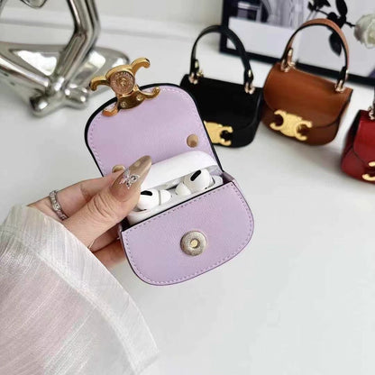Rynx | Luxurious branded leather handbag style for Airpod with gold-colored accent buckle
