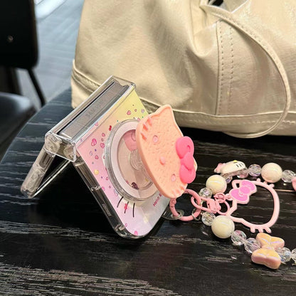 Rynx | Cute Cartoon Pink Samsung Galaxy Z Flip Magsafe Case – Heart Print with Kitty Magsafe Holder