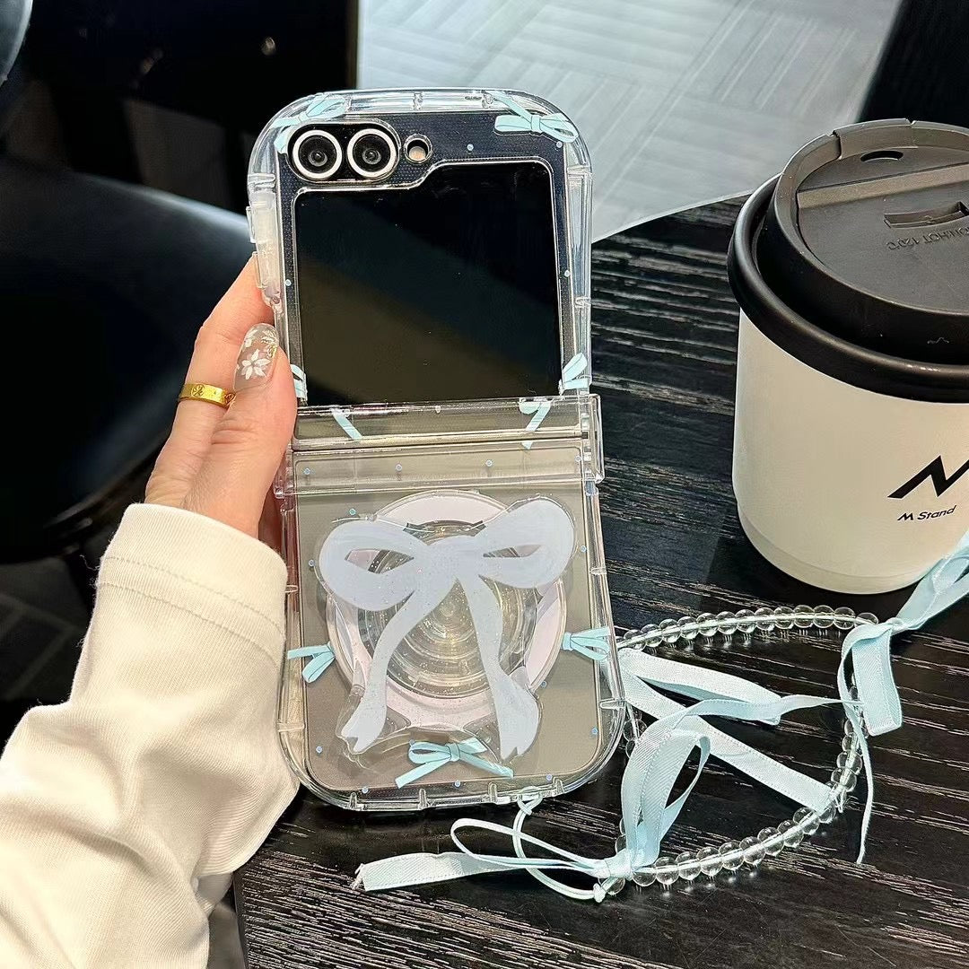 Rynx | Cute Bow Ribbon Samsung Flip Case – Clear protective case with soft pastel ribbon