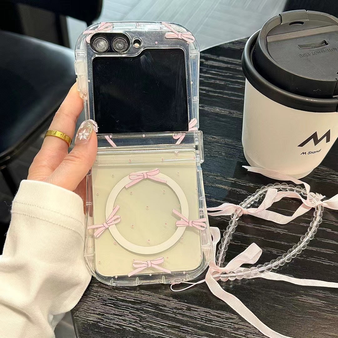 Rynx | Cute Bow Ribbon Samsung Flip Case – Clear protective case with soft pastel ribbon