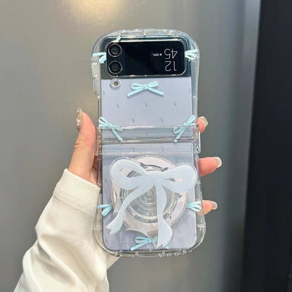 Rynx | Cute Bow Ribbon Samsung Flip Case – Clear protective case with soft pastel ribbon