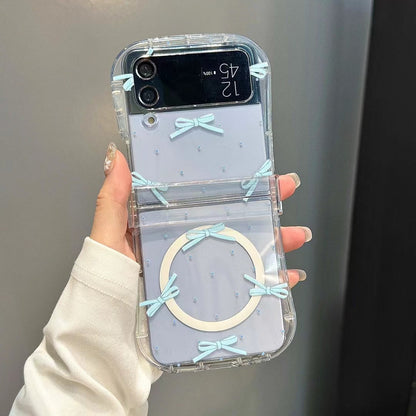 Rynx | Cute Bow Ribbon Samsung Flip Case – Clear protective case with soft pastel ribbon