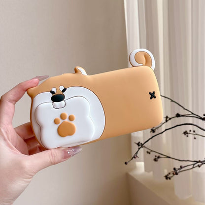Rynx | Cute Dog Bite Silicone iPhone Case with 3D Bone Stand – Brown Puppy Design