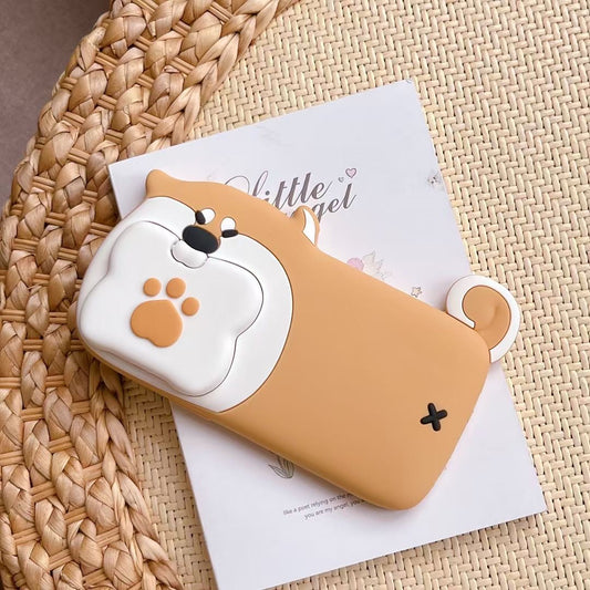 Rynx | Cute Dog Bite Silicone iPhone Case with 3D Bone Stand – Brown Puppy Design