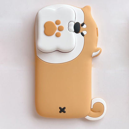 Rynx | Cute Dog Bite Silicone iPhone Case with 3D Bone Stand – Brown Puppy Design