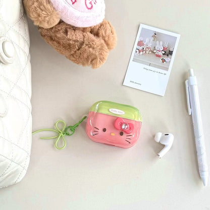 Rynx | Cute Kitty AirPods case and shiny pink & green with bow pendant