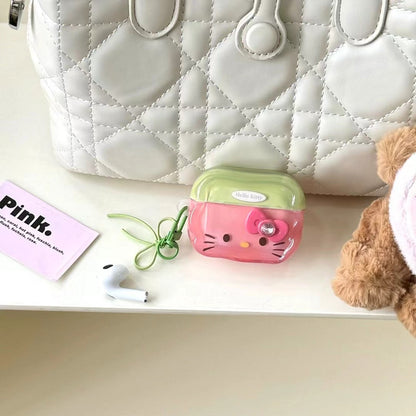 Rynx | Cute Kitty AirPods case and shiny pink & green with bow pendant