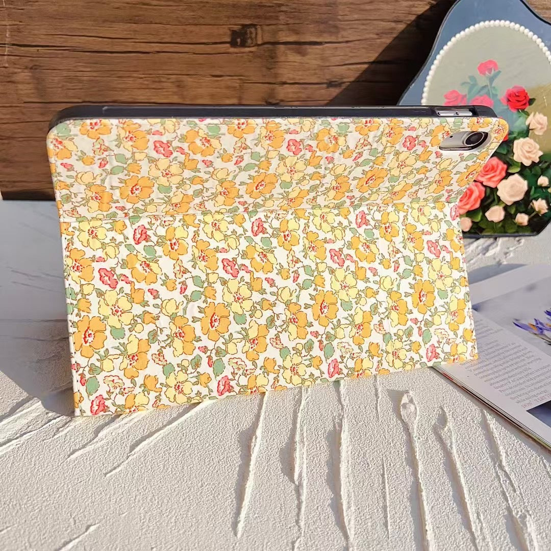 Rynx | Floral Print iPad Case Quilted Pastel & Vintage Flower Pattern for iPad Case