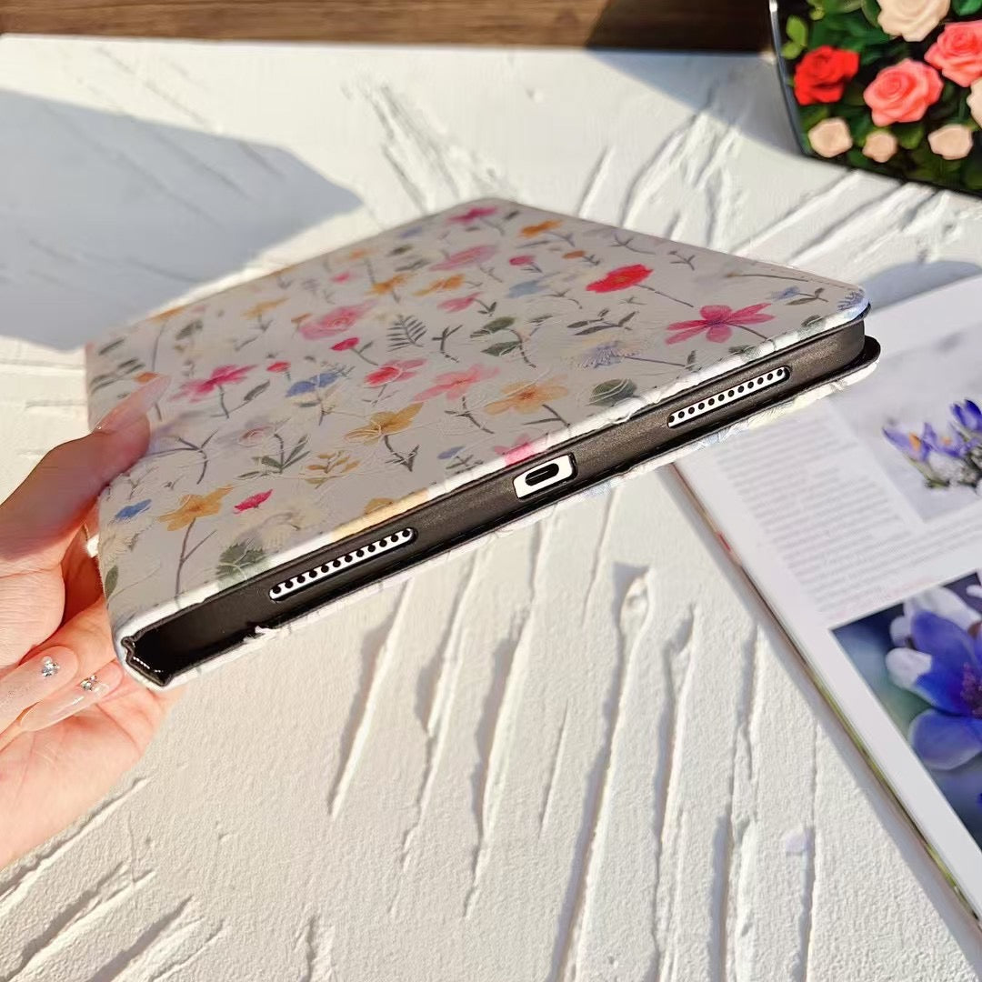 Rynx | Floral Print iPad Case Quilted Pastel & Vintage Flower Pattern for iPad Case