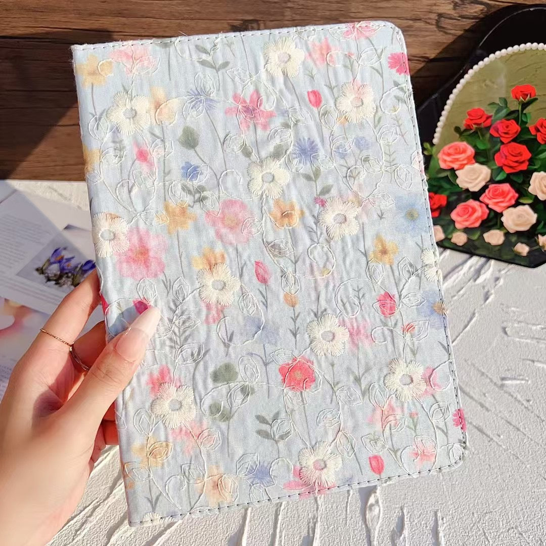 Rynx | Floral Print iPad Case Quilted Pastel & Vintage Flower Pattern for iPad Case