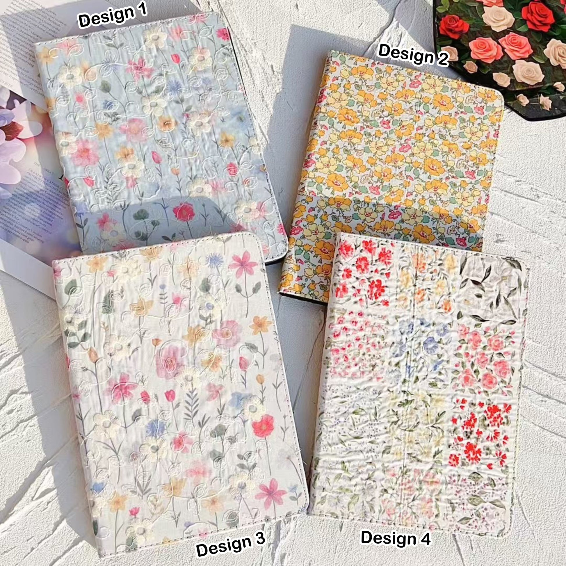 Rynx | Floral Print iPad Case Quilted Pastel & Vintage Flower Pattern for iPad Case