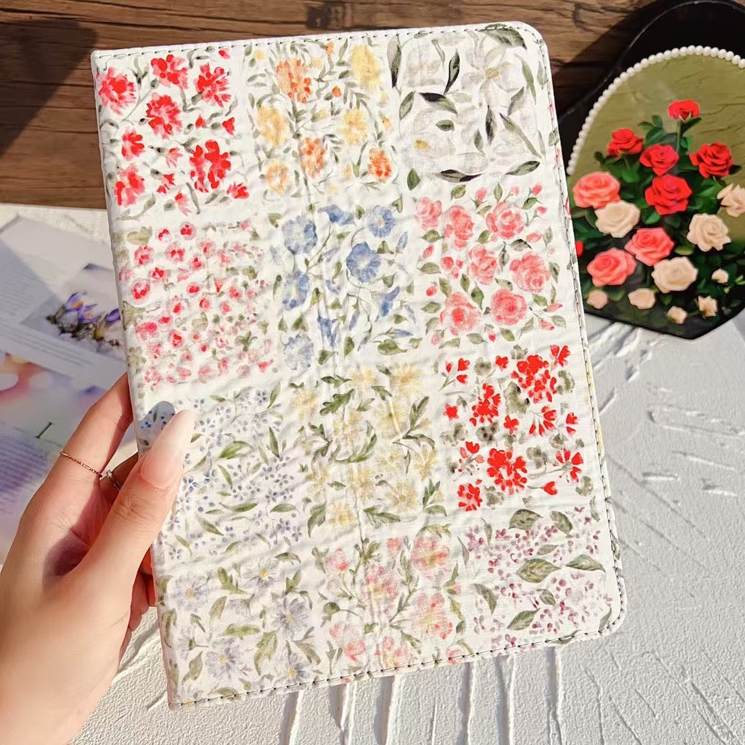 Rynx | Floral Print iPad Case Quilted Pastel & Vintage Flower Pattern for iPad Case