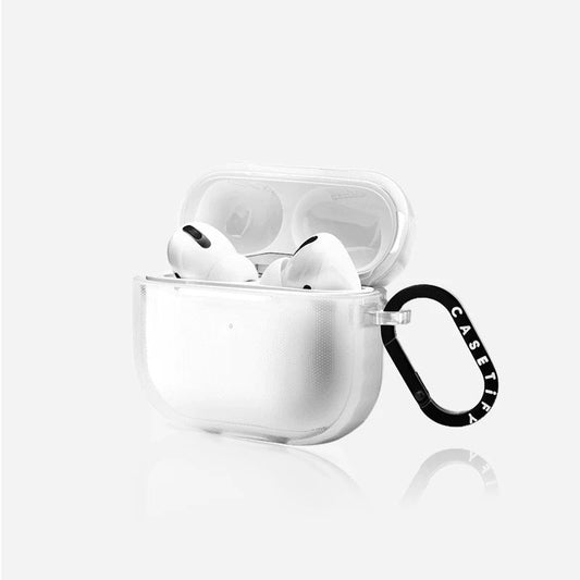 Rynx | Crystal clear shock-resistant AirPods Pro case with black carabiner clip (clear)