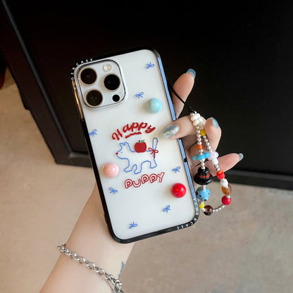 Rynx | Happy Summer Puppy iPhone case with 3D candy beads & charm wire