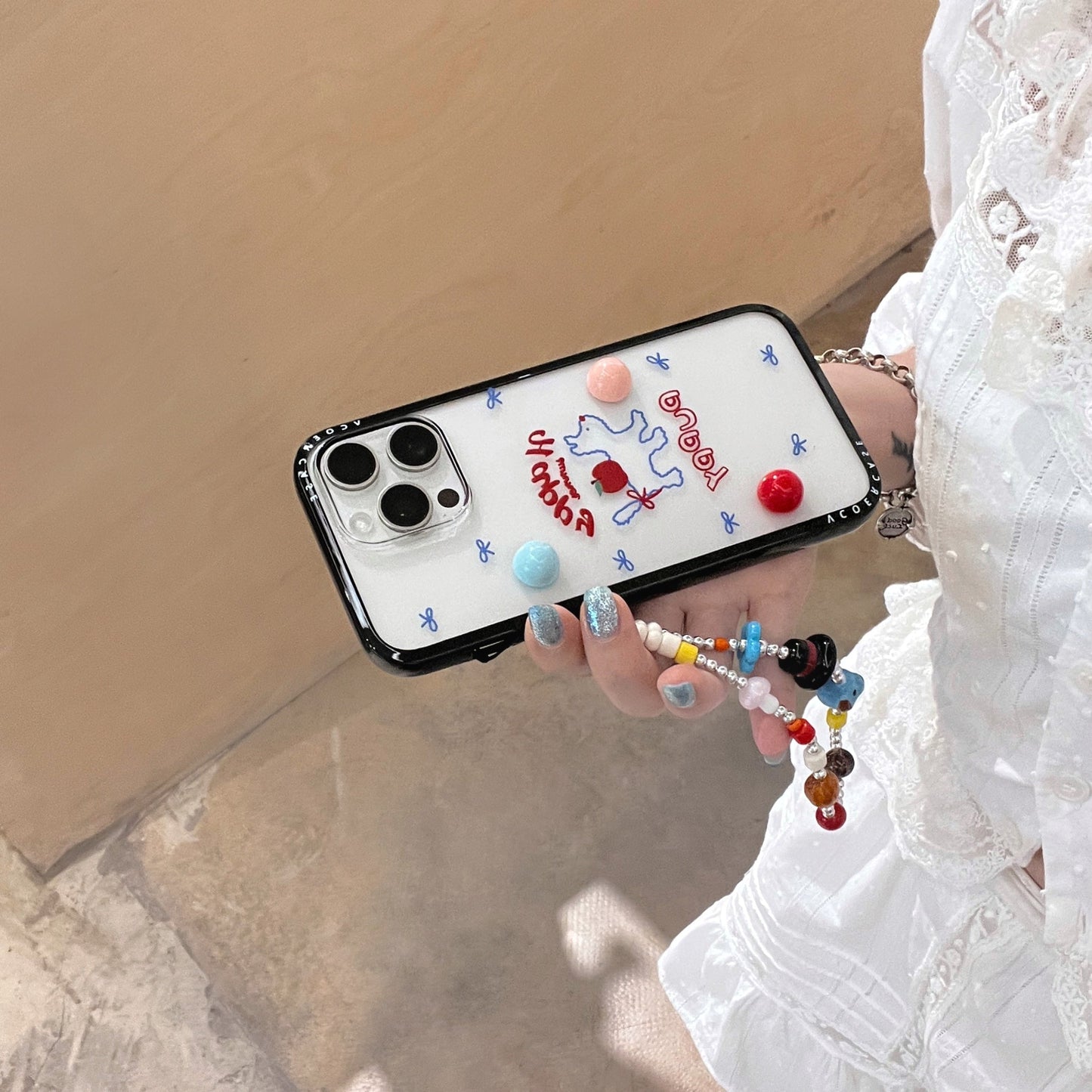 Rynx | Happy Summer Puppy iPhone case with 3D candy beads & charm wire