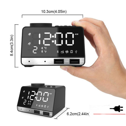 RYNX | Creative LED Bluetooth 4.2 Speaker Alarm Clock Music Display Radio, US Plug(White)