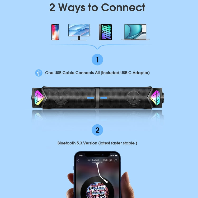 Rynx | L1 Outdoor portable RGB light USB Bluetooth wireless speaker with microphone (Black)