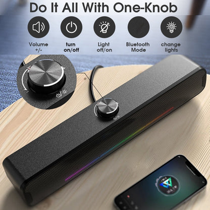 Rynx | L16 Portable RGB Light HiFi USB Bluetooth Wireless Speaker (Black)