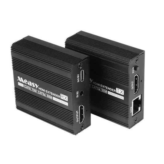 Rynx | Measy ET100 HDMI Extender Transmitter + Receiver Converter Ethernet Cable, Transmission Distance: 70m (EU Plug)